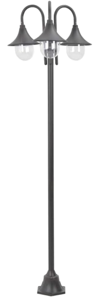 vidaXL Garten-Pollerleuchte E27 220 cm Aluminium 3-Laterne Bronze 44207