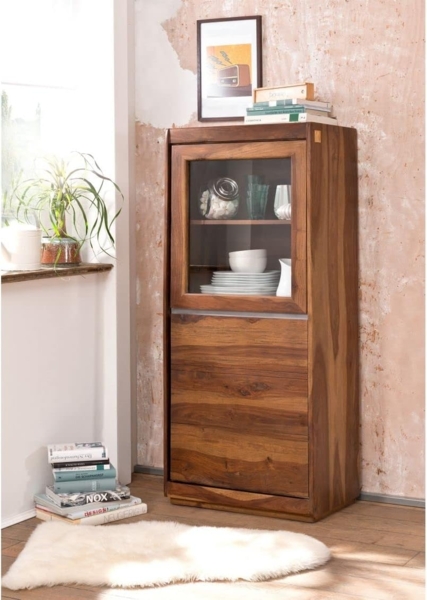 Massivmoebel24 Standvitrine (Vitrine Sheesham 63x40x147 noble unique lackiert SYDNEY #105) Bild 6