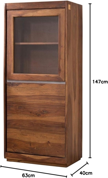 Massivmoebel24 Standvitrine (Vitrine Sheesham 63x40x147 noble unique lackiert SYDNEY #105) Bild 9