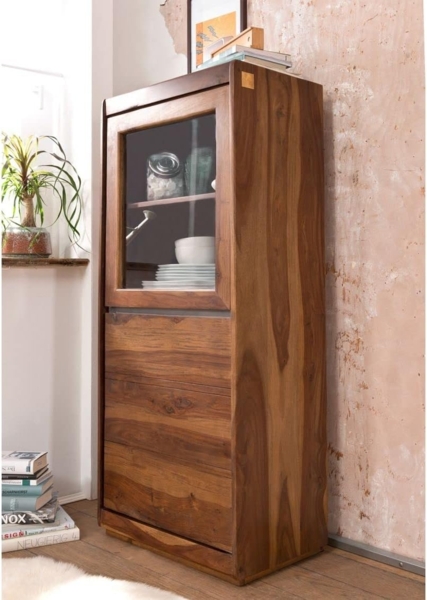 Massivmoebel24 Standvitrine (Vitrine Sheesham 63x40x147 noble unique lackiert SYDNEY #105) Bild 2