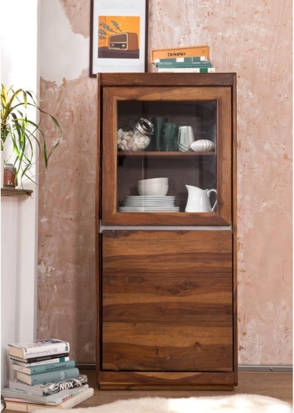 Massivmoebel24 Standvitrine (Vitrine Sheesham 63x40x147 noble unique lackiert SYDNEY #105) Bild 3