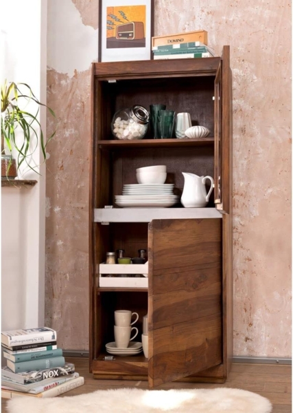 Massivmoebel24 Standvitrine (Vitrine Sheesham 63x40x147 noble unique lackiert SYDNEY #105) Bild 4