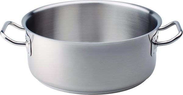 Pentole Agnelli Edelstahl 18-10 flache Kasserolle mit zwei Griffen 40 cm stahl
