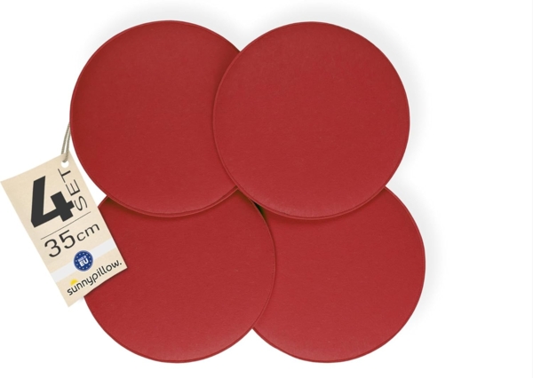 sunnypillow Stuhlkissen 4er Set Stuhlkissen aus Filz rund Ø 36cm