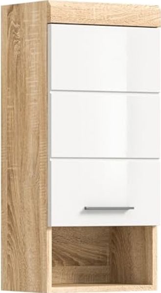 Wandhängeschrank >Lambada< in sonoma eiche hell/weiß - 37x79x24cm (BxHxT)