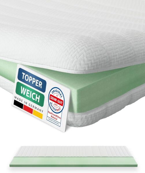 AM Qualitätsmatratzen Basic Topper 135x180 cm - Weiche & anpassungsfähige Matratzenauflage - Auch für Boxspringbetten geeignet - Made in Germany