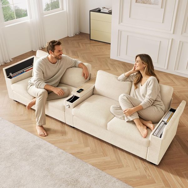 Flieks Kommode mit 3 Schubladen und 2 Türen (1 St, 150x40x80 cm, mit verstellbare Regal), Sideboard Küchenschrank Wohnzimmer Eichefarbe