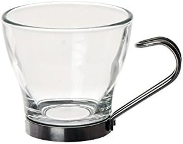 Excelsa Tasse Kaffee Glas und Griff aus Edelstahl, transparent