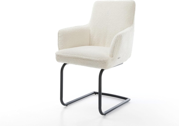 Freischwinger Heira-Flex mit Armlehnen Bouclé Weiß Freischwinger rund Schwarz Taschenfederkern Bild 3