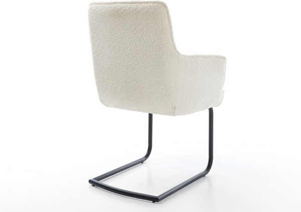 Freischwinger Heira-Flex mit Armlehnen Bouclé Weiß Freischwinger rund Schwarz Taschenfederkern Bild 7