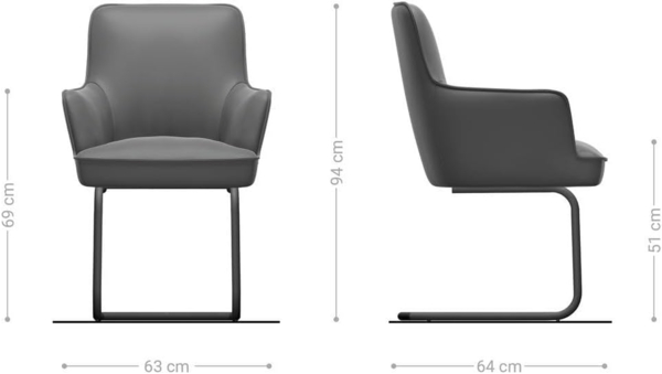 Freischwinger Heira-Flex mit Armlehnen Bouclé Weiß Freischwinger rund Schwarz Taschenfederkern Bild 2