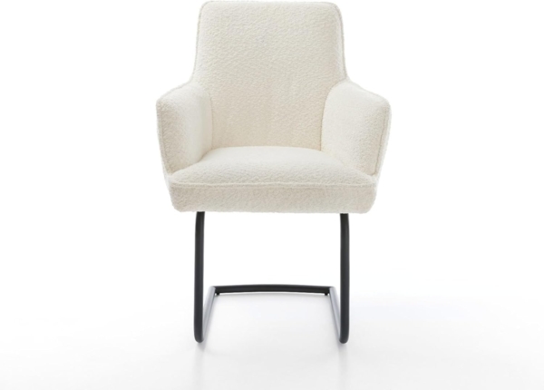 Freischwinger Heira-Flex mit Armlehnen Bouclé Weiß Freischwinger rund Schwarz Taschenfederkern Bild 4