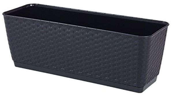 Blumenkasten 49cm Rattanoptik Untersetzer Balkonkasten Pflanzkasten Blumentopf