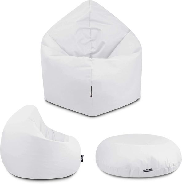 BuBiBag - 2in1 Sitzsack Bodenkissen - Outdoor Sitzsäcke Indoor Beanbag, Weiß, Ø 125,0 cm