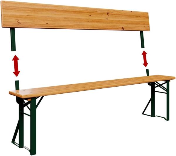 Casaria Bierzeltgarnitur mit Rückenlehne, 3-teilig, klappbar, Holz natur / Stahl grün, 170 x 70 x 75 cm Bild 5