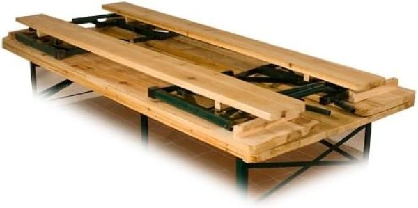 Casaria Bierzeltgarnitur mit Rückenlehne, 3-teilig, klappbar, Holz natur / Stahl grün, 170 x 70 x 75 cm Bild 8