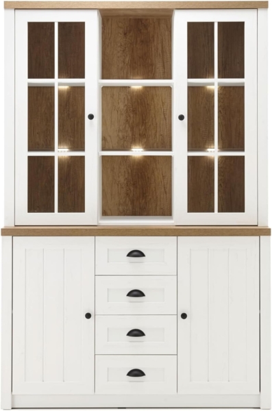 Buffetschrank Seyne in weiß Pinie und Eiche Landhaus 130 cm