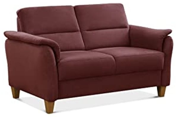 CAVADORE 2er-Sofa Palera mit Federkern / Kompakte Zweisitzer-Couch im Landhaus-Stil / passender Sessel und Hocker optional / 149 x 89 x 89 / Mikrofaser, Rot
