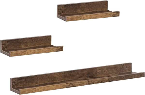 Woltu Wandregal, 3-tlg, Schweberegale Bilderleiste, Vintage Fotohalter Braun