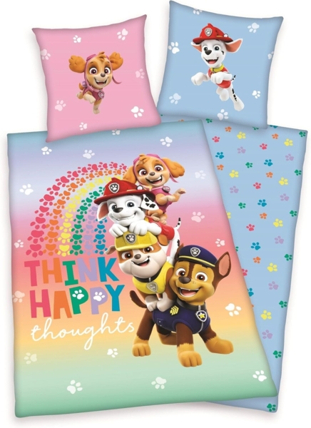 Herding Kinderbettwäsche Paw Patrol Think Happy Bettwäsche Set 2 tlg. 135x200cm 80x80cm