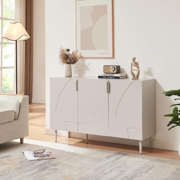 Sideboard Starvili mit 3 Türen 75x115x38 cm Beige [en. casa]