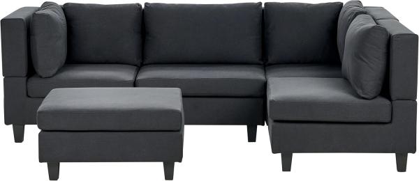 Beliani 'Unstad' Sofa, Schwarz, Stoff, 72 x 152 x 228 cm, mit Ottomane, Links