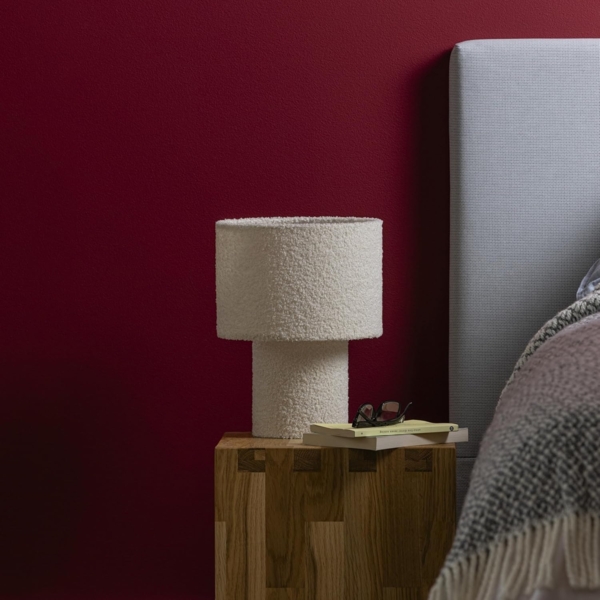 Lightbox Tischleuchte, ohne Leuchtmittel, Nachttischlampe, hochwertiger Teddy-Stoff, E27, 30 cm Höhe, beige Bild 3