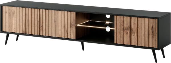 Selsey 'Bello' TV-Lowboard, Schwarz / Eichenholz-Optik, ca. 43 x 175 x 31 cm