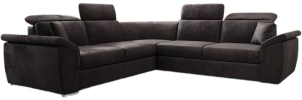 Designer Sofa Fernando mit Schlaffunktion und Stauraum Samt Dunkelbraun