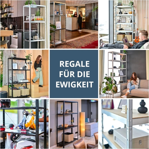 SCHULTE Regalwelt Schwerlastregal Steck-Schwerlastregal, Metall verzinkt, 1800x900x400 mm, 5 Holzböden Bild 7