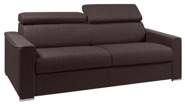 Schlafsofa 4-Sitzer Stoff VIZIR - Braun - Mit Lattenrost: 160 cm - Matratze: 14 cm mit Memory Schaum