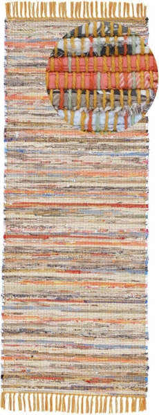 carpetfine Teppich Kelim Chindi, Wendeteppich, rechteckig, Höhe: 6 mm, handgewebt, Fleckerlteppich mit Fransen, auch vielen in Läufergrößen