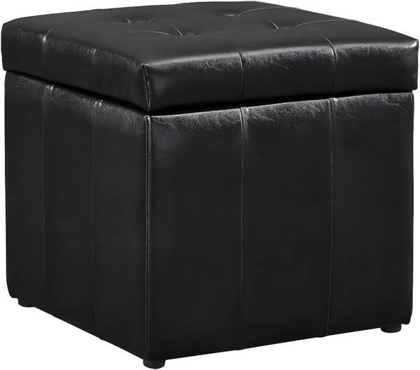 Vente-unique - Sitzhocker mit Stauraum - Kunstleder - Schwarz - SERAFINO