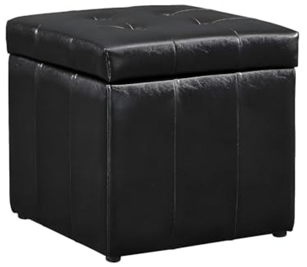 Vente-unique - SERAFINO Pouf Kunstleder Schwarz - B 49 cm x H 48 cm x L 49 cm