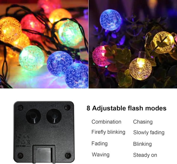 LQWELL LED Solarleuchte LED Kugeln Lichterkette Außen Solar Gartenleuchte, LED, Bunt, 30LED 8.1M 26FT IP65 8 Modi Lichterkette Bild 5