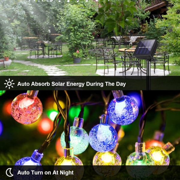 LQWELL LED Solarleuchte LED Kugeln Lichterkette Außen Solar Gartenleuchte, LED, Bunt, 30LED 8.1M 26FT IP65 8 Modi Lichterkette Bild 3