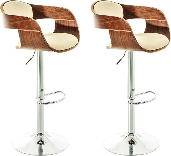 2er Set Barhocker Kingston Kunstleder, walnuss/creme