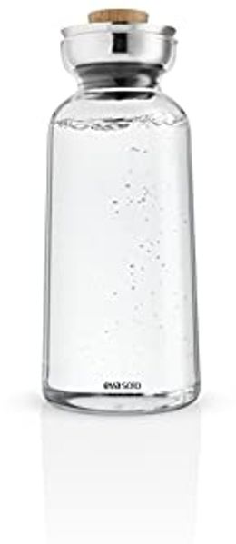 Eva Solo Glaskaraffe Silhouette, Karaffe, Wasserkaraffe mit Deckel, Borosilikatglas, Edelstahl, Eichenholz, Klar, 1 L, 591505