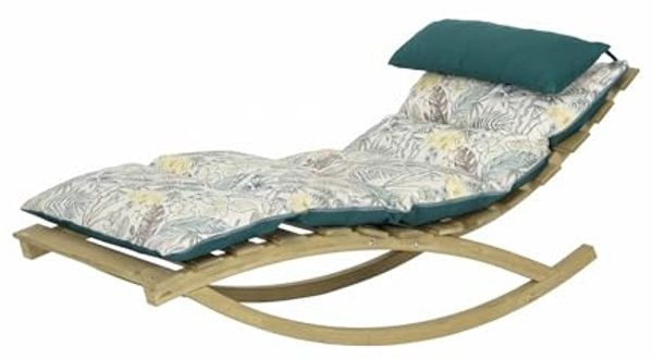 AMAZONAS Rocking Lounger Floral Schaukelliege inkl. Holzgestell und Kissen
