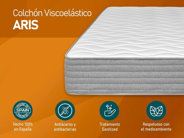 amuéblate Online - Matratze 105x190 cm, viskoelastisch, Aris mit Winter-/Sommerseite, ergonomisch, optimaler Komfort und Härte, hygienisch und atmungsaktiv, Dicke 30 cm Bild 6