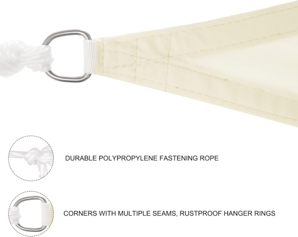 WOLTU Sonnensegel Rechteck 4x5 m Creme wasserabweisend Sonnenschutz Polyester Windschutz mit UV Schutz für Garten Terrasse Camping Bild 7