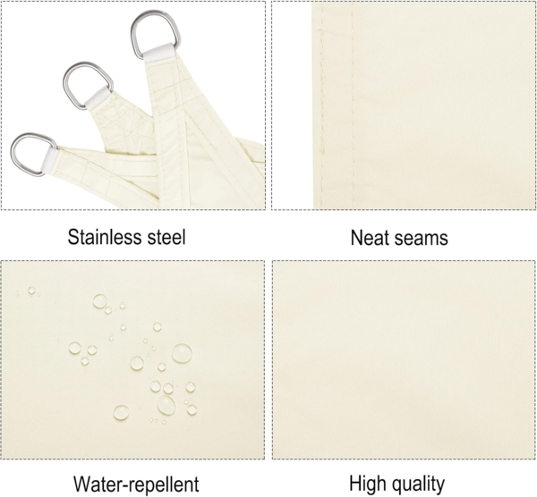 WOLTU Sonnensegel Rechteck 4x5 m Creme wasserabweisend Sonnenschutz Polyester Windschutz mit UV Schutz für Garten Terrasse Camping Bild 5