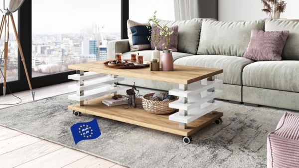 designimpex Couchtisch DC-3 Design Wohnzimmertisch Tisch mit / ohne Rollen