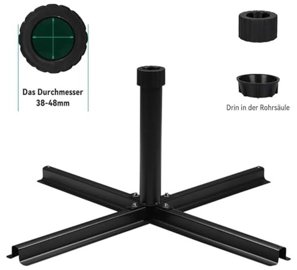 Sekey Schirmständer Platten Plattenständer für Schirmstöcke bis 38-48 mm,passend für Wegeplatten/Schirmständer（Lieferung ohne Platten）,Schwarz Bild 2
