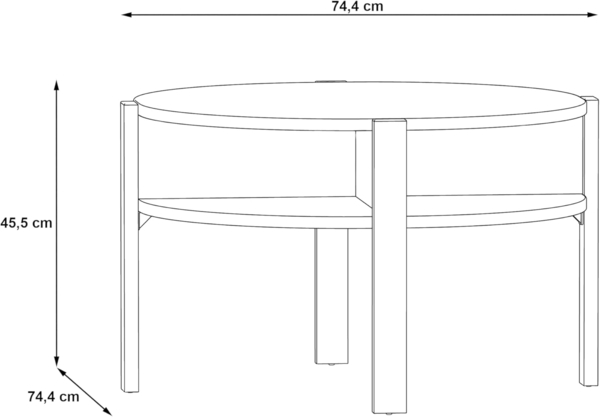 FORTE Tobago Couchtisch, Holzwerkstoff, Weiß, 74,4 x 45,5 x 74,4 cm Bild 2