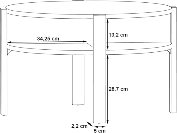 FORTE Tobago Couchtisch, Holzwerkstoff, Weiß, 74,4 x 45,5 x 74,4 cm Bild 5