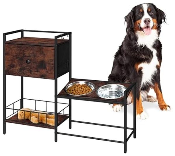 Relaxdays Futterstation Hunde mit Stauraum