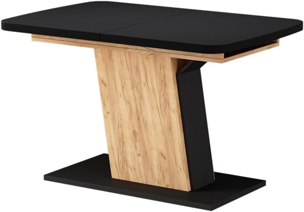 Esstisch Fenaro Schwarz/Goldkraft Eiche 120 x 80 cm ausziehbar Vicco