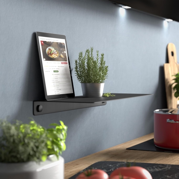 SO-TECH® Deko-Wandregal Design Wandboard Schweberegal HOVER aus Stahl 35 x 13 cm, 3-tlg, 30 mm Höhe, schwarz, 3er Set, inkl. Befestigungsset Bild 2