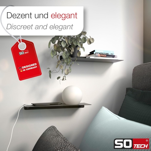 SO-TECH® Deko-Wandregal Design Wandboard Schweberegal HOVER aus Stahl 35 x 13 cm, 3-tlg, 30 mm Höhe, schwarz, 3er Set, inkl. Befestigungsset Bild 6